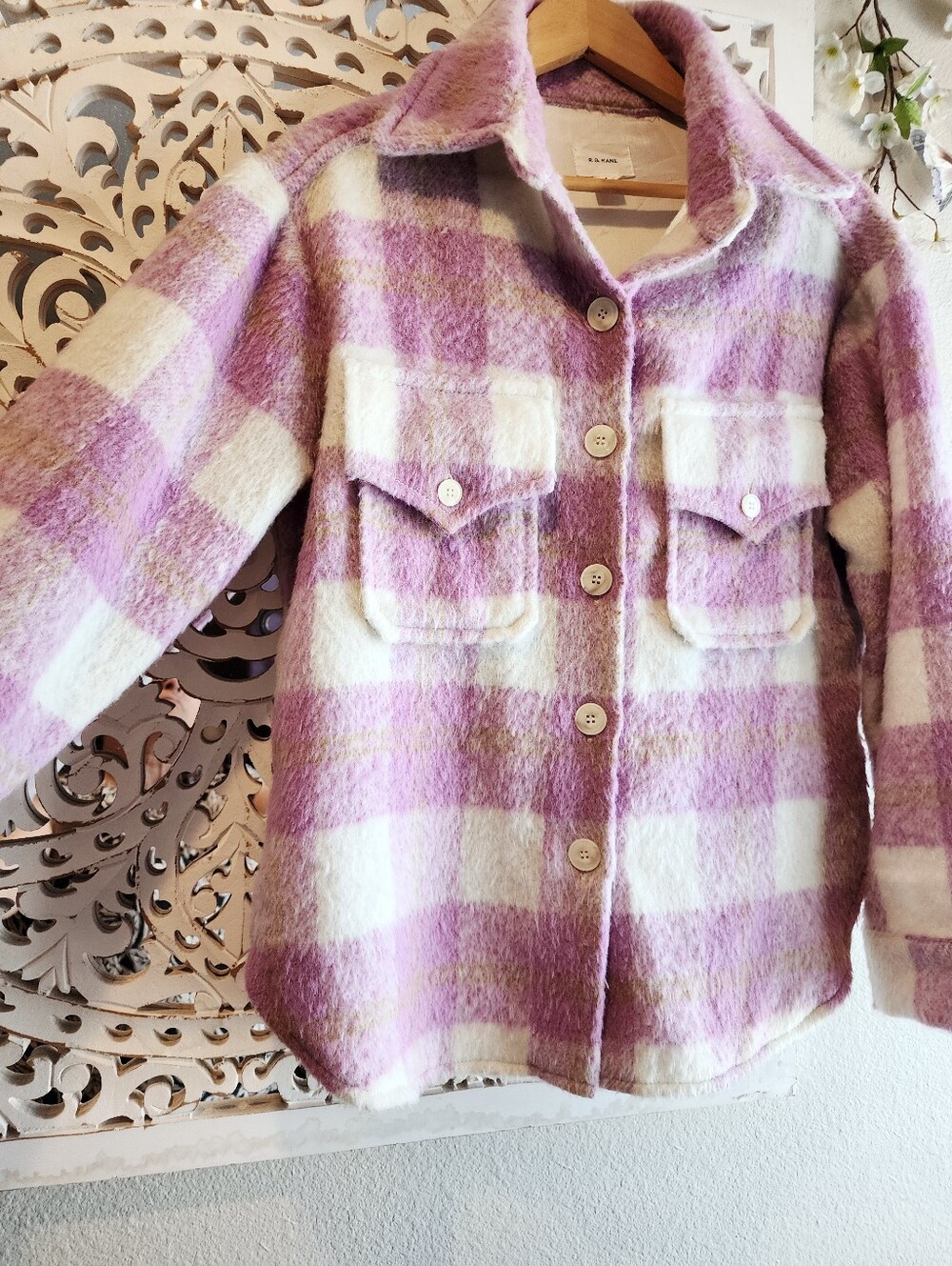 R.G. KANE PLAID PINK FRONT BUTTON LONG SLEEVE SHIRT WOMENS SIZE SMALL - Picture 8 of 15